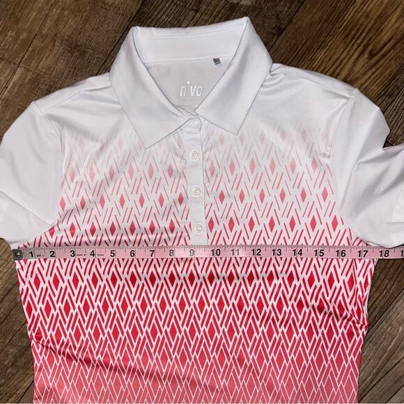 Nivo Sport Breeze Collection Bryce Diamond Print White Pink Polo Size Small - Picture 12 of 14